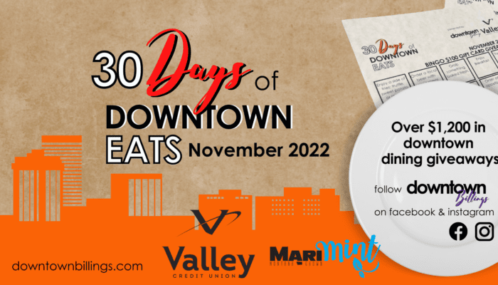Over $1200 in downtown dining giveaways on downtown Billings facebook and instagram